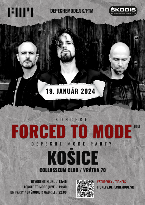 Plakát: Koncert Forced To Mode + Depeche Mode Party, Košice, 19.1.2024