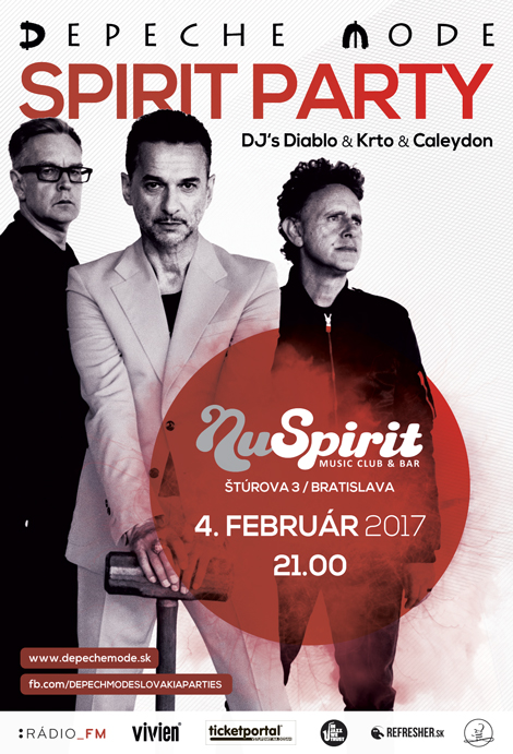 Plakát: Depeche Mode Spirit Party, Nu Spirit Club, Bratislava, 04.02.2017